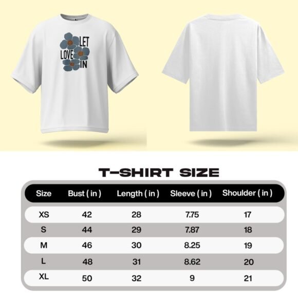 White t-shirt with floral "Let Love In" front graphic - Image 5