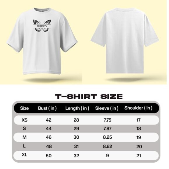 Crisp white with a black “Be Happy” butterfly print - Image 5