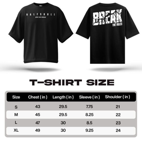 HALFSKULL "Break the Rules" Oversized Graphic T-Shirt - Image 5