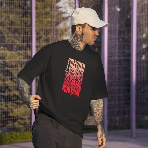 PRISONER Oversized Black T-Shirt - Image 2