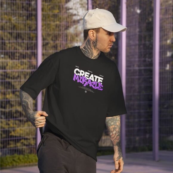 CREATE MIRACLE Oversized Black T-Shirt - Image 2