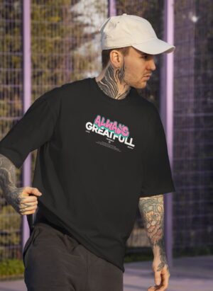 ALWAYS GREAT FULL" print black t-shirt