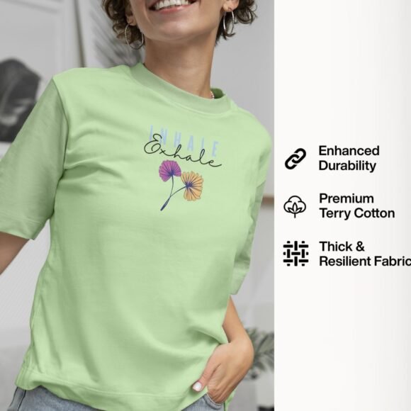 Elevate your casual wear with the stylish and comfortable "Inhale Exhale" oversized t-shirt - Image 4