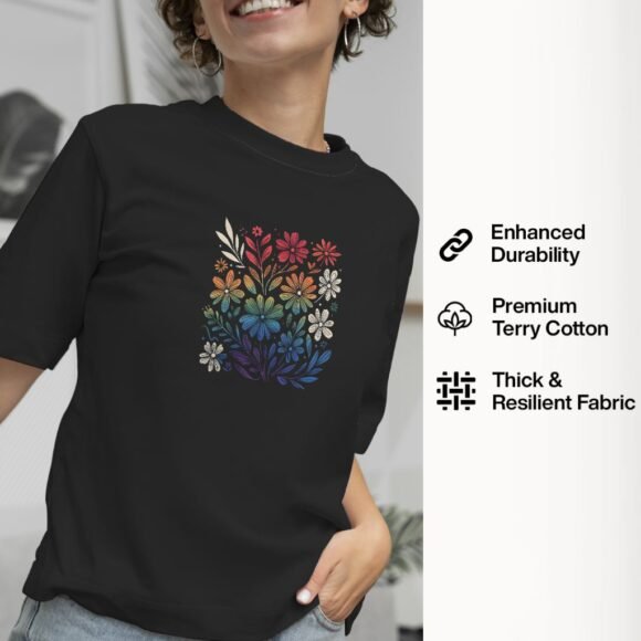 Women's Oversized Floral Graphic T-Shirt – Trendy & Comfortable - Image 3