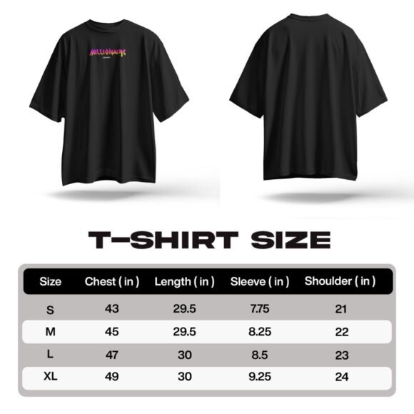 MILLIONAIRE Oversized Black T-Shirt - Image 5