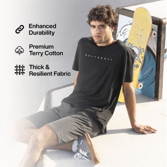 Halfskull Oversized Black T-Shirt - Image 3