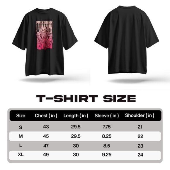 PRISONER Oversized Black T-Shirt - Image 5