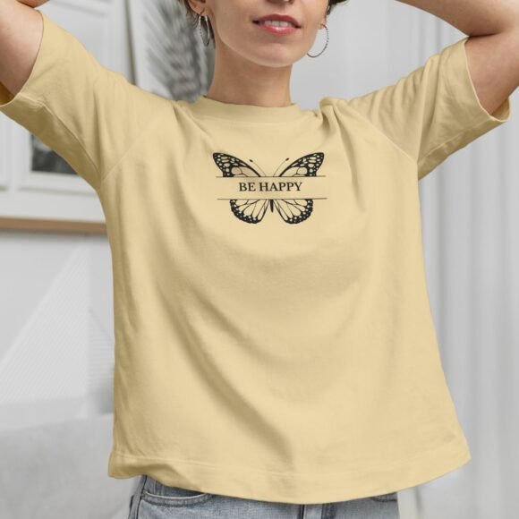 Neutral beige with a black graphic print T-shirt - Image 4