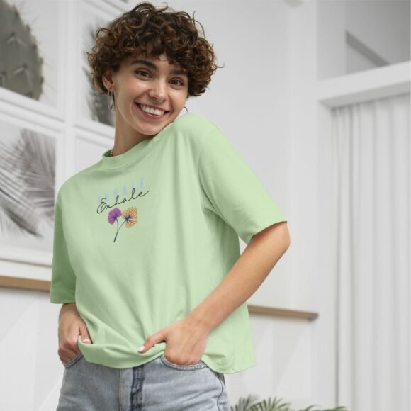 Elevate your casual wear with the stylish and comfortable "Inhale Exhale" oversized t-shirt - Image 2