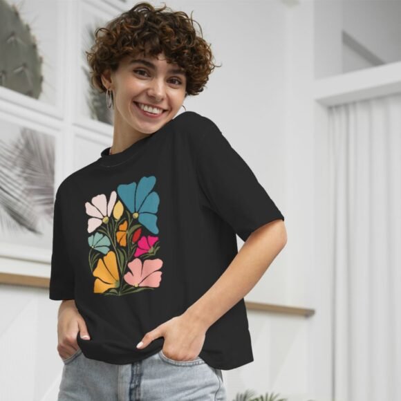 Black Floral Oversized T-Shirt – Elevate Your Style - Image 2