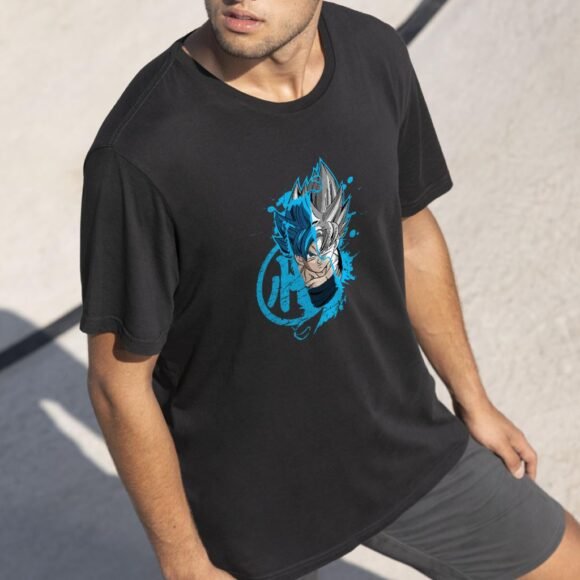 Unleash your Saiyan energy with this Super Saiyan Blue Goku Oversized T-Shirt - Image 4