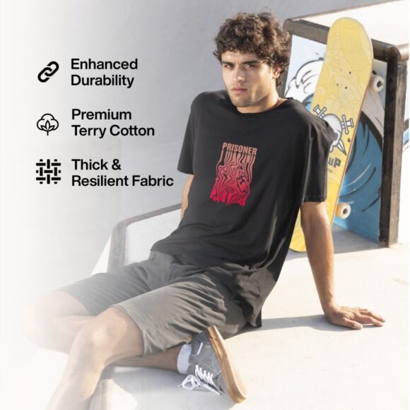 PRISONER Oversized Black T-Shirt - Image 3