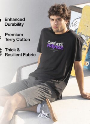 CREATE MIRACLE Oversized Black T-Shirt