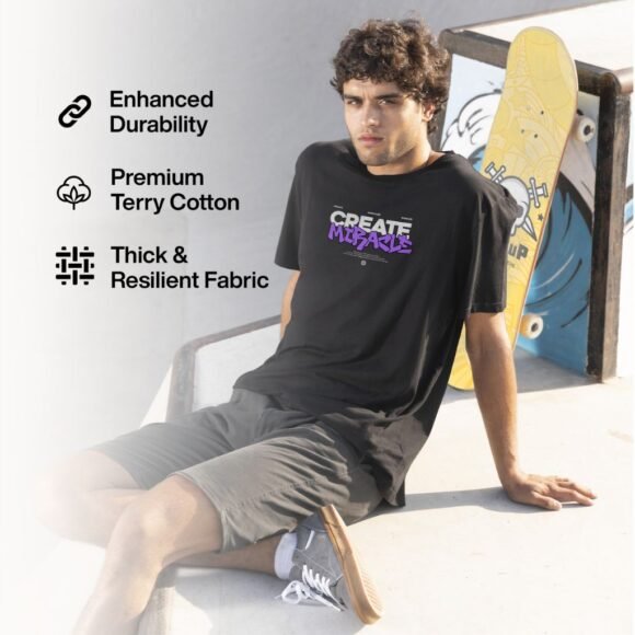 CREATE MIRACLE Oversized Black T-Shirt - Image 3