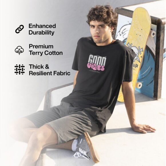 "GOOD VIBES" front print in contrasting white and pink. - Image 3
