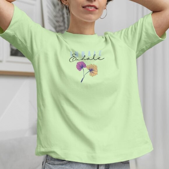 Elevate your casual wear with the stylish and comfortable "Inhale Exhale" oversized t-shirt - Image 3