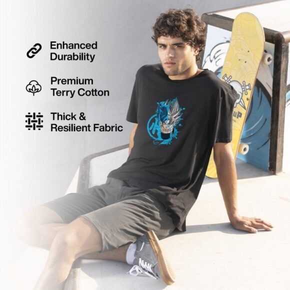 Unleash your Saiyan energy with this Super Saiyan Blue Goku Oversized T-Shirt - Image 3