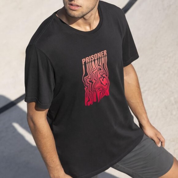 PRISONER Oversized Black T-Shirt - Image 4