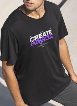 CREATE MIRACLE Oversized Black T-Shirt