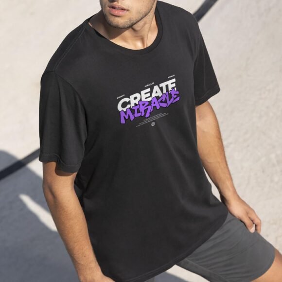 CREATE MIRACLE Oversized Black T-Shirt - Image 4