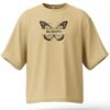 Neutral beige with a black graphic print T-shirt