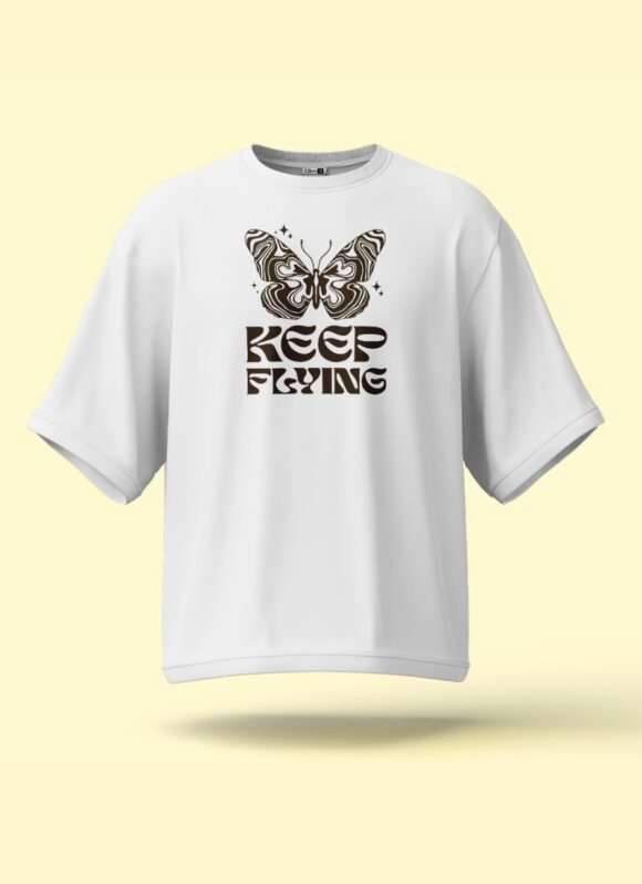 White base with bold "Keep Flying" butterfly graphic on the front