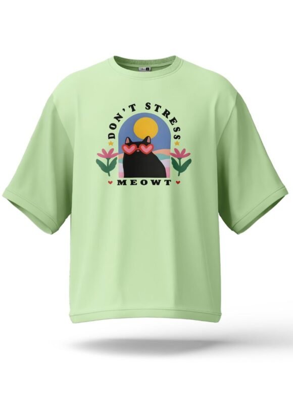 Brighten your day with this playful pastel green oversized t-shirt