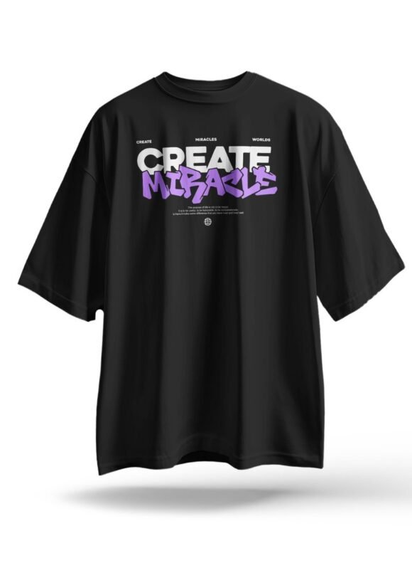 CREATE MIRACLE Oversized Black T-Shirt