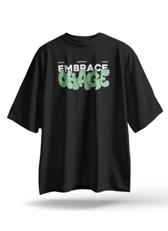 "EMBRACE GRACE" front print with artistic typography and soft green highlight.