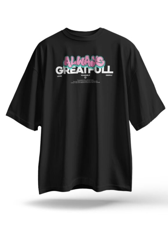 ALWAYS GREAT FULL" print black t-shirt