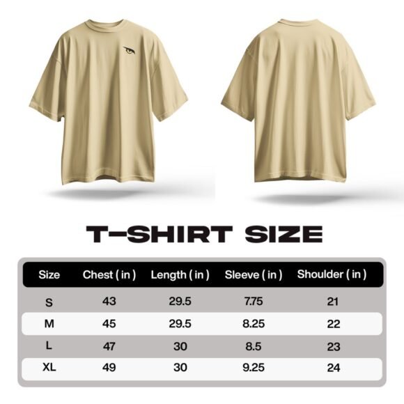 Minimal Eye Oversized T-Shirt – Beige - Image 4