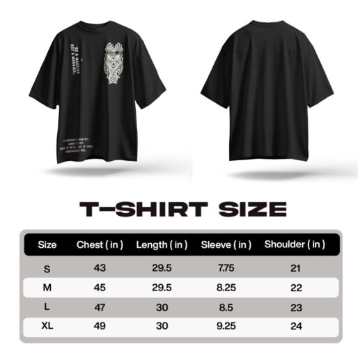 Warrior Spirit Black Oversized Graphic T-Shirt