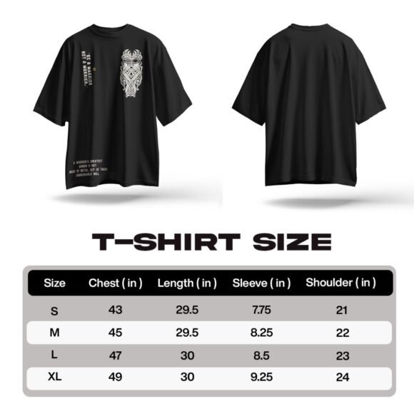 Warrior Spirit Oversized Graphic T-Shirt – Black - Image 3