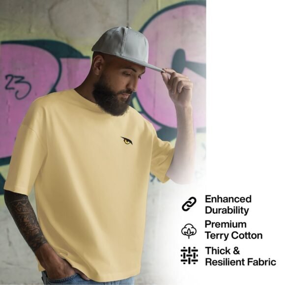 Minimal Eye Oversized T-Shirt – Beige - Image 3