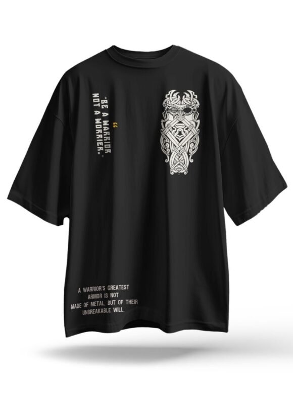 Warrior Spirit Oversized Graphic T-Shirt – Black