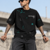 Midnight Roar black oversized t-shirt — front view