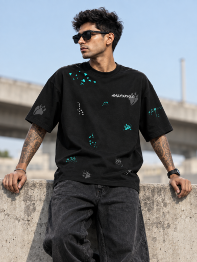 Midnight Roar Black Oversized T-Shirt