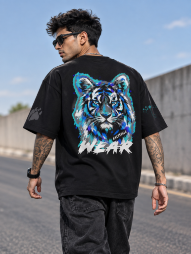 Midnight Roar Black Oversized T-Shirt