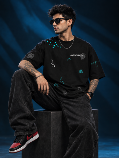 Midnight Roar Black Oversized T-Shirt