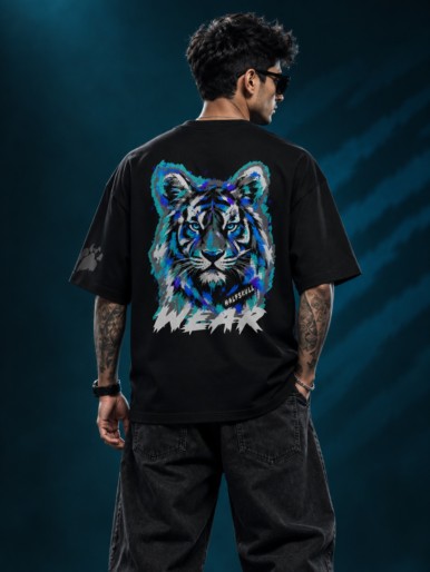 Midnight Roar Black Oversized T-Shirt