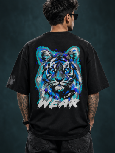 Midnight Roar Black Oversized T-Shirt