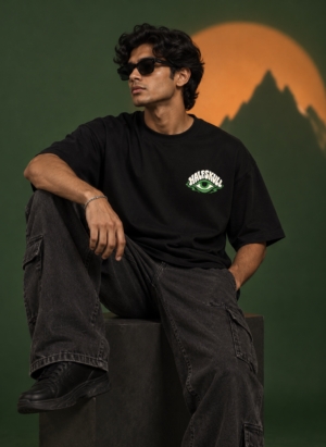 Visionary black oversized t-shirt — front view