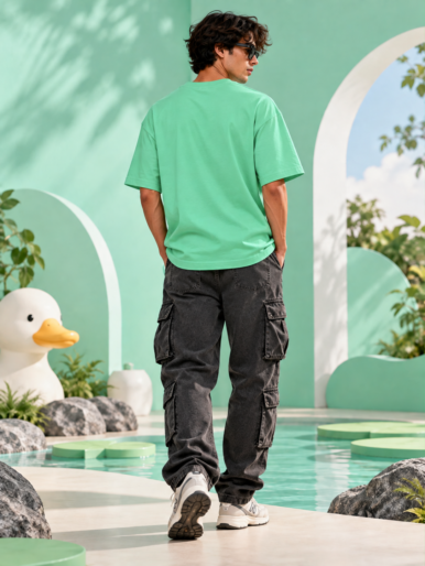 White Quack Mint Green Oversized T-Shirt