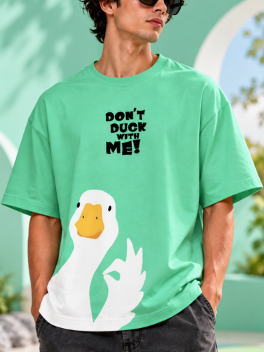 White Quack Mint Green Oversized T-Shirt