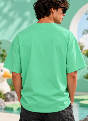 White Quack Mint Green Oversized T-Shirt
