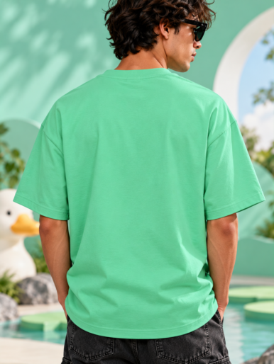 White Quack Mint Green Oversized T-Shirt