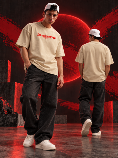 Angry man beige oversize tshirt