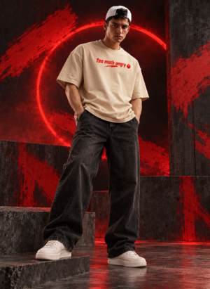 Angry man beige oversize tshirt