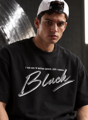 Black statement black oversize tee