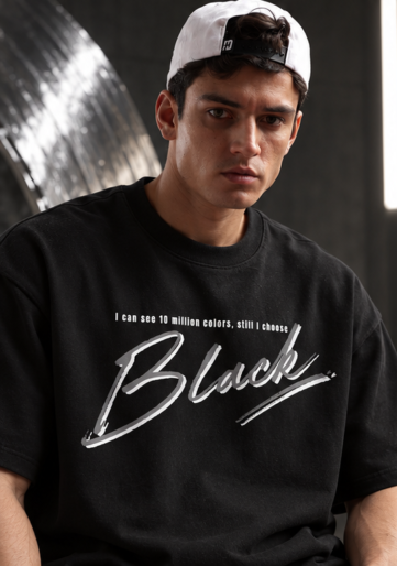 Black statement black oversize tee